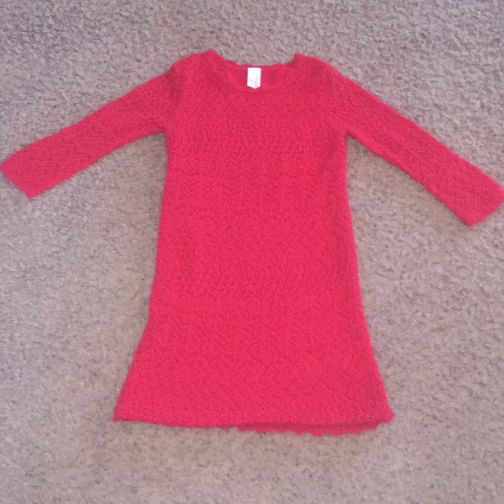 girls red lace dress